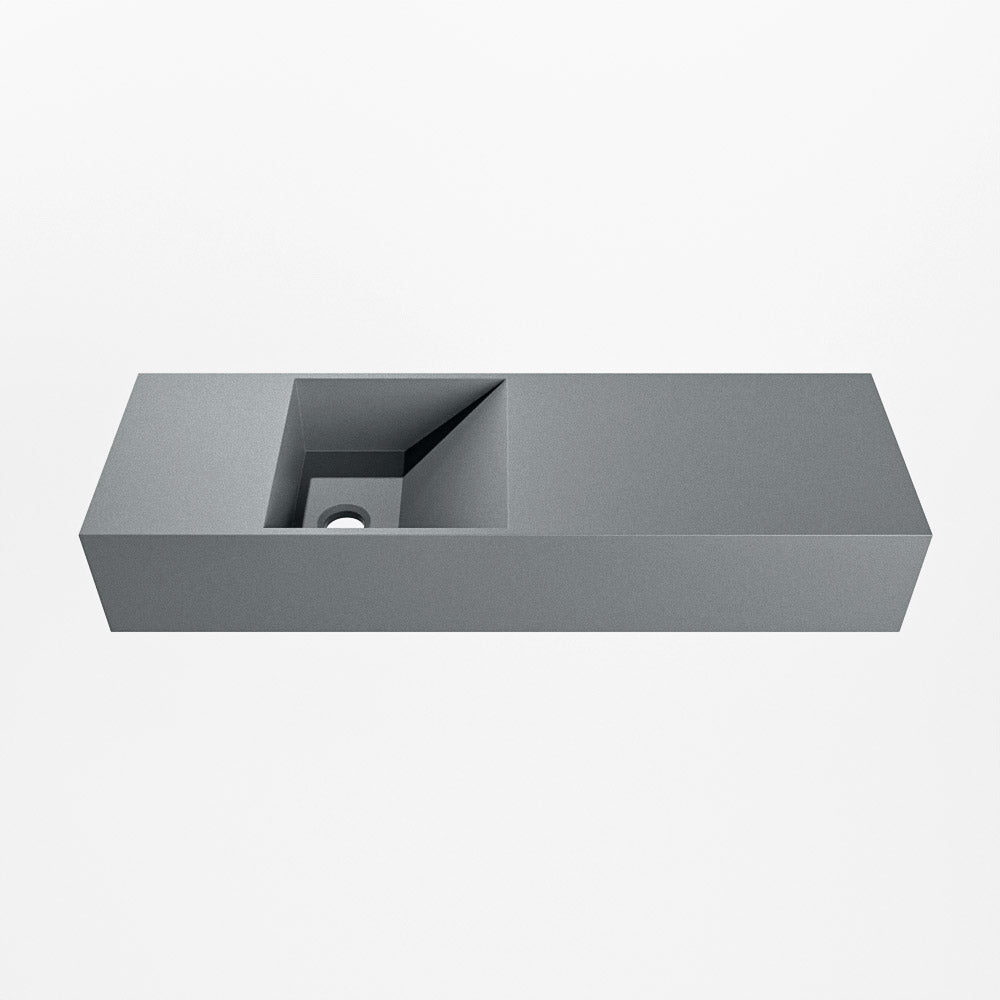 MONDIAZ TYNE 70cm fontein solid surface kleur Plata. Positie wastafel links