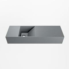 MONDIAZ TYNE 70cm fontein solid surface kleur Plata. Positie wastafel links