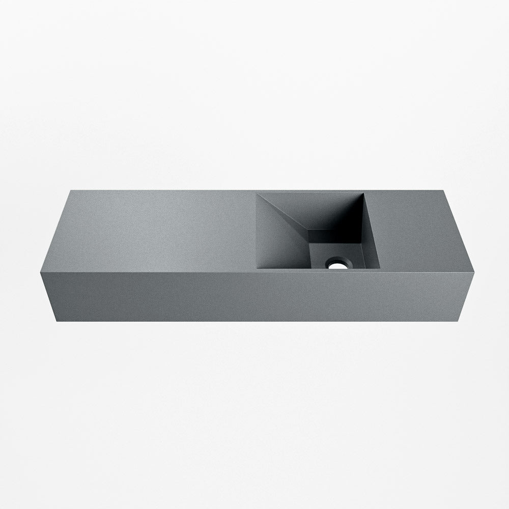 MONDIAZ TYNE 70cm fontein solid surface kleur Plata. Positie wastafel rechts