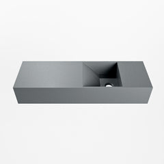 MONDIAZ TYNE 70cm fontein solid surface kleur Plata. Positie wastafel rechts