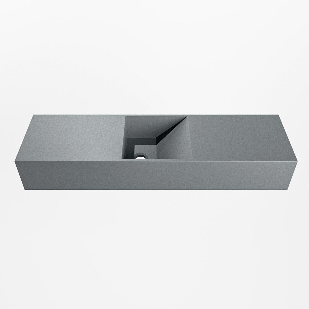 MONDIAZ TYNE 80cm fontein solid surface kleur Plata. Positie wastafel midden