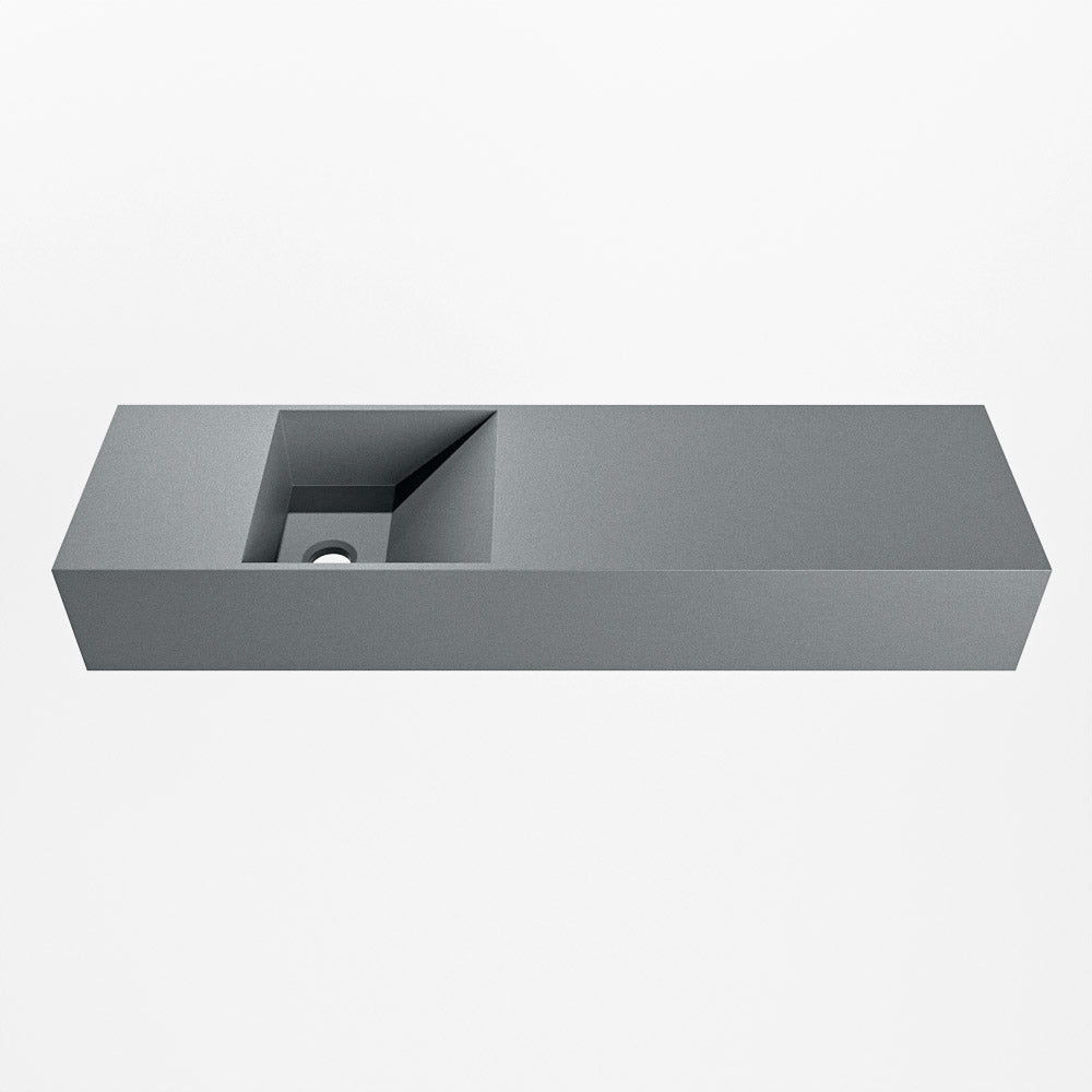 MONDIAZ TYNE 80cm fontein solid surface kleur Plata. Positie wastafel links