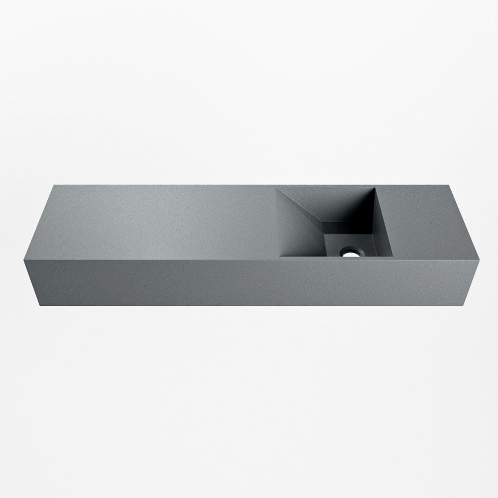 MONDIAZ TYNE 80cm fontein solid surface kleur Plata. Positie wastafel rechts