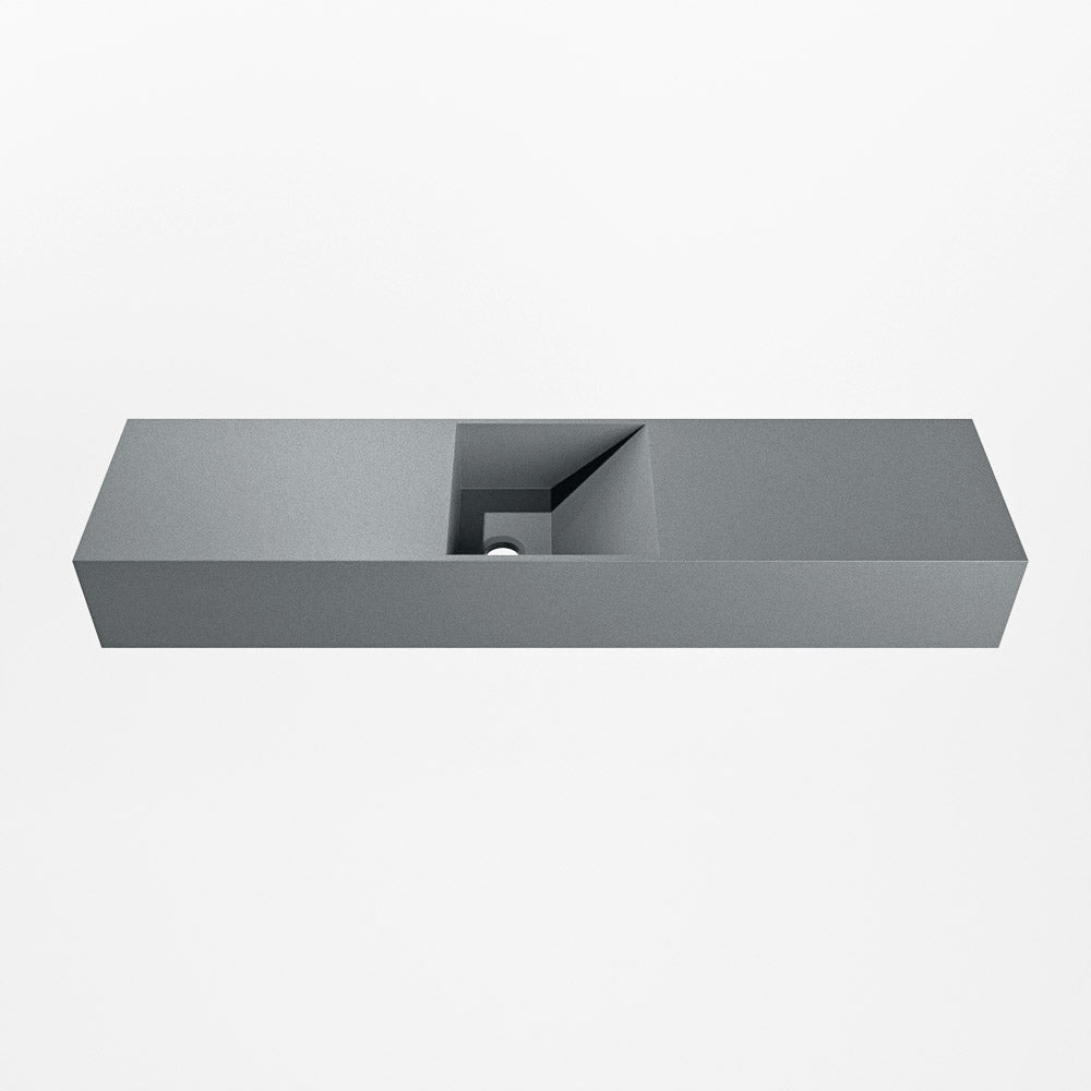 MONDIAZ TYNE 90cm fontein solid surface kleur Plata. Positie wastafel midden
