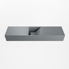 MONDIAZ TYNE 90cm fontein solid surface kleur Plata. Positie wastafel midden