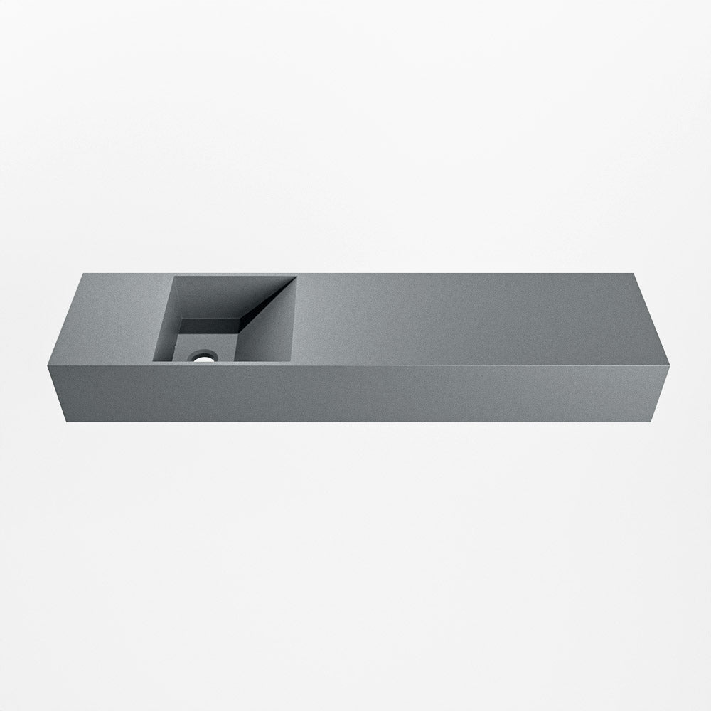 MONDIAZ TYNE 90cm fontein solid surface kleur Plata. Positie wastafel links
