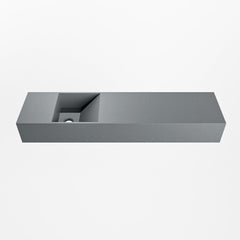 MONDIAZ TYNE 90cm fontein solid surface kleur Plata. Positie wastafel links