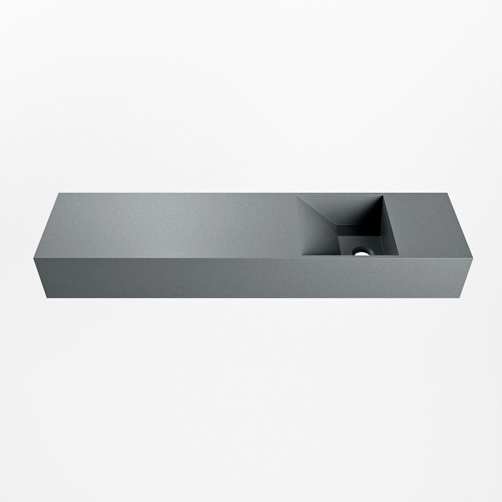 MONDIAZ TYNE 90cm fontein solid surface kleur Plata. Positie wastafel rechts