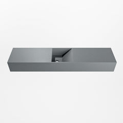 MONDIAZ TYNE 100cm fontein solid surface kleur Plata. Positie wastafel midden