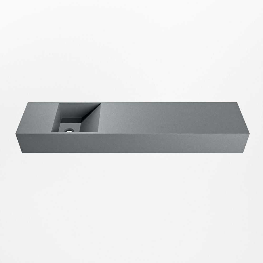 MONDIAZ TYNE 100cm fontein solid surface kleur Plata. Positie wastafel links