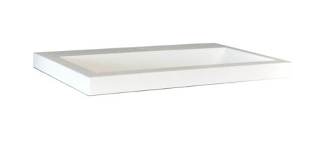 Wiesbaden Flag wastafel enkel met 1 kraangat 60x36x4 cm kunstmarmer glans wit