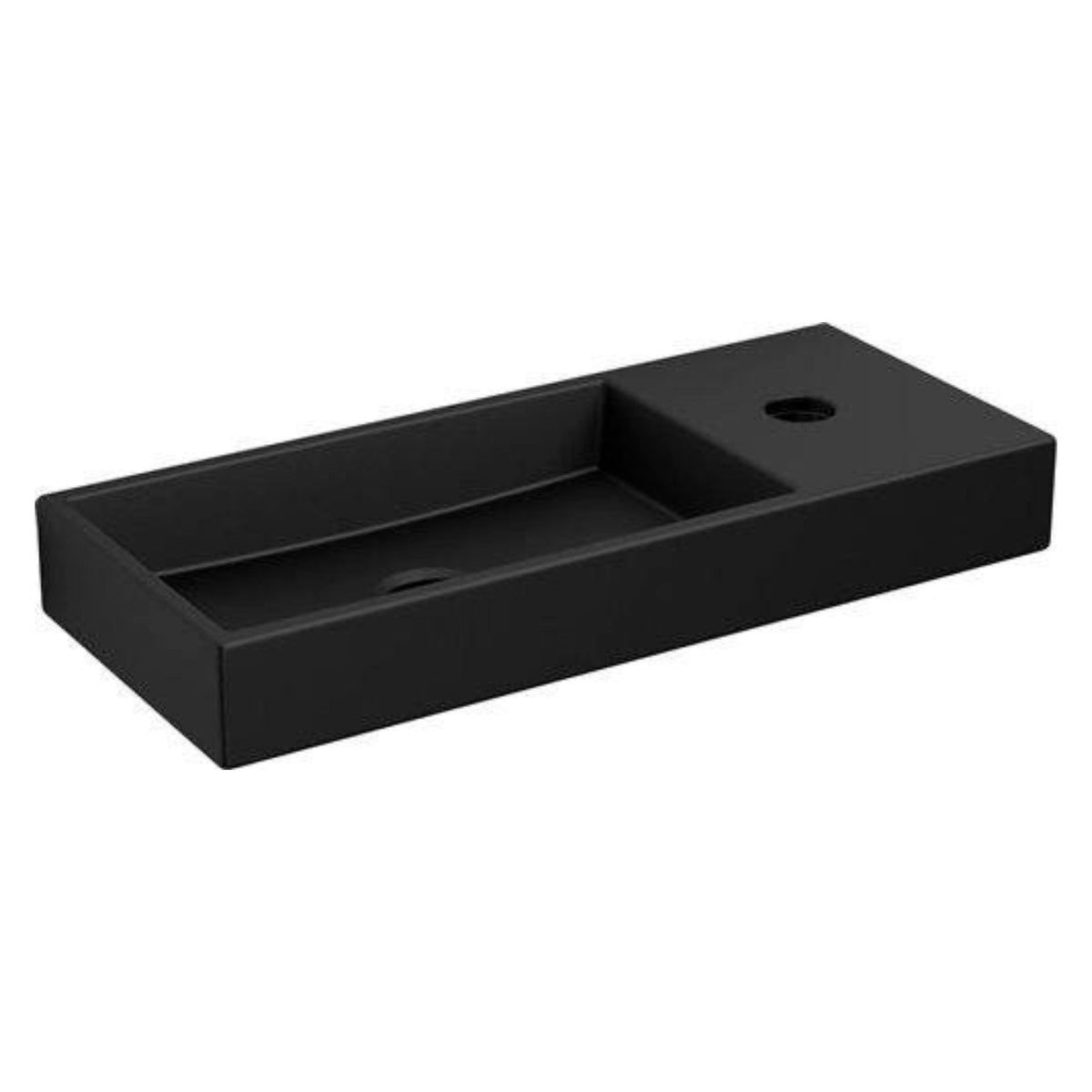 Clou Mini Wash Me fontein 45cm met kraangat - rechts - mat zwart keramiek -  CL/03.12236