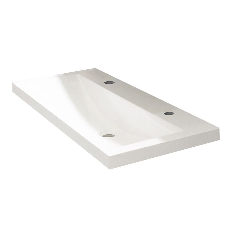 Wiesbaden Flag wastafel enkel met 2 kraangaten 100x36x4 cm kunstmarmer glans wit