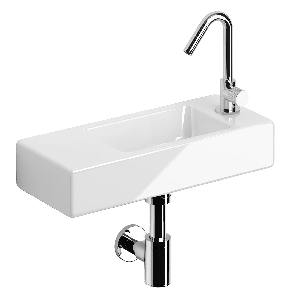 Clou InBe fonteinset Keramiek Wit (incl. Kraan Afvoerplug en Sifon)