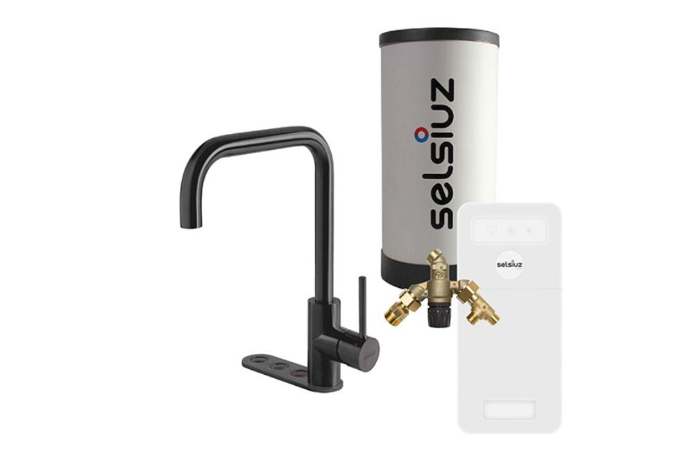Selsiuz Unlimited 5-in-1 kokendwaterkraan haaks Gun Metal Titanium | Combi extra boiler