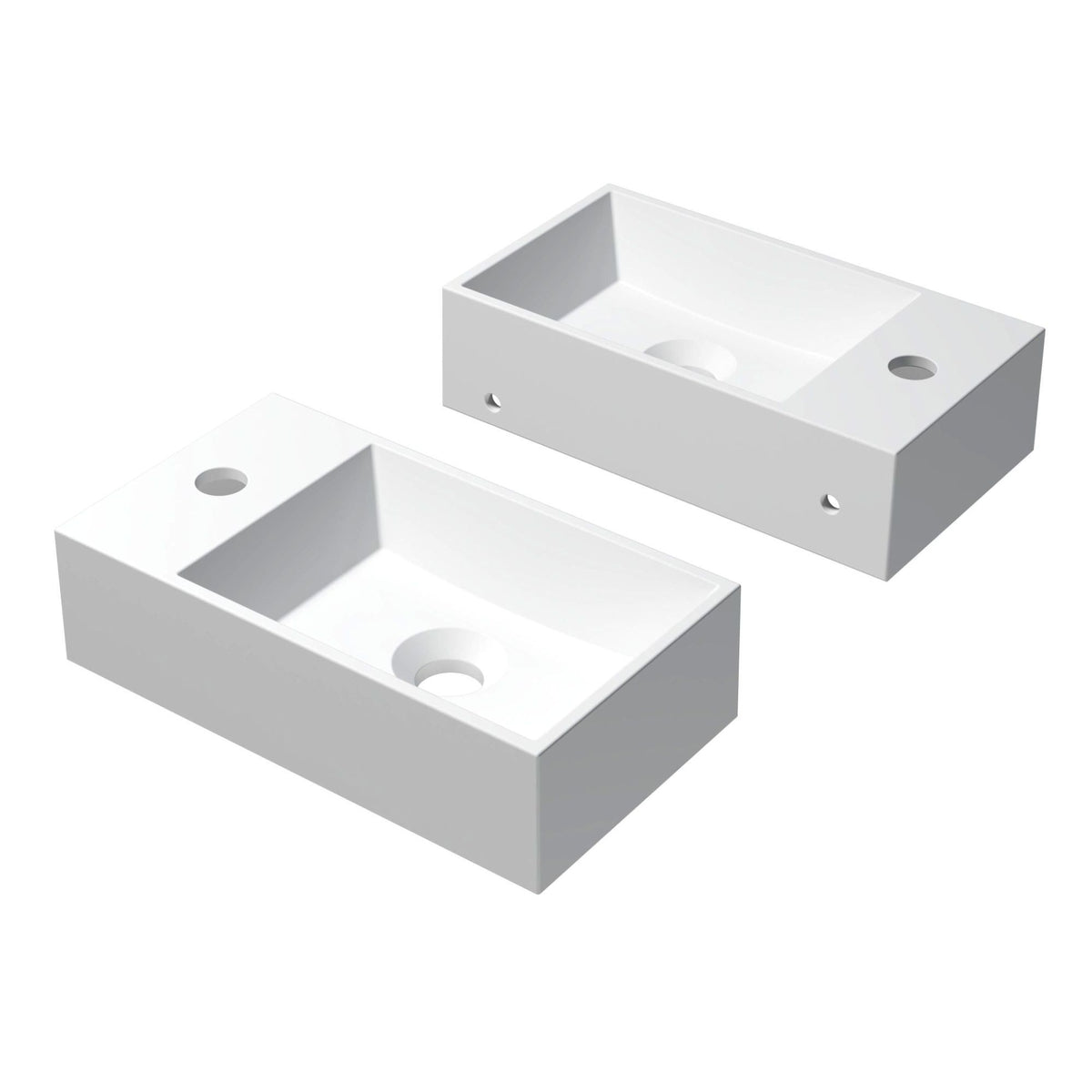 Ink Contra Fontein Polystone vierkant kraangat links 40x22x10cm - Mat Wit - 3403022