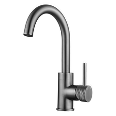 Ribbed basin mixer with swivel spout gunmetal