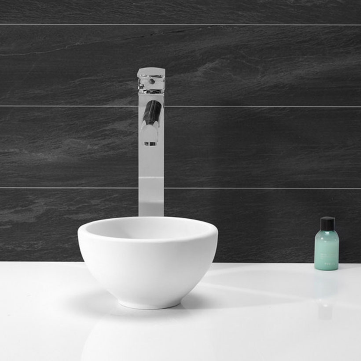 Tessa waskom rond 20 x 11 solid surface mat wit