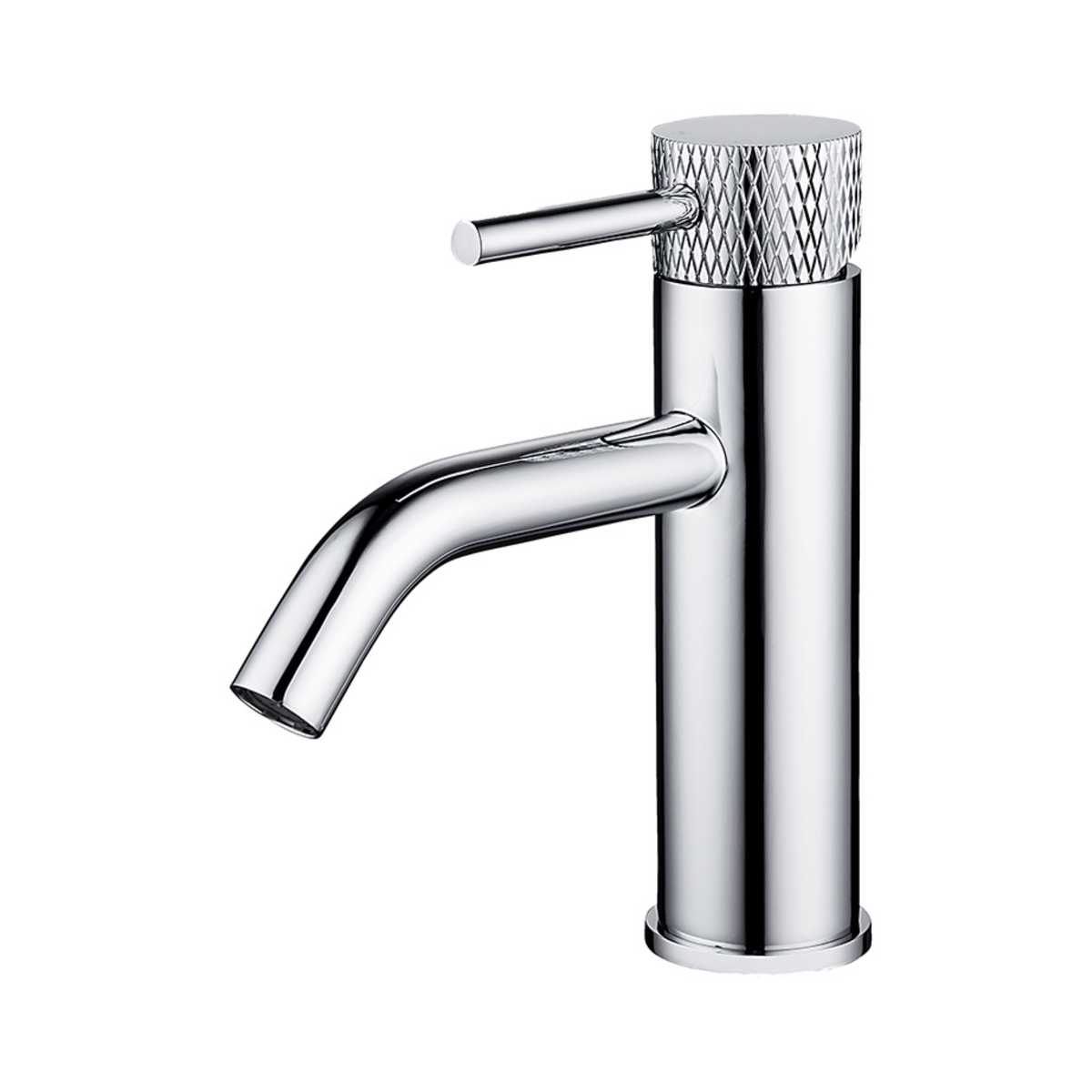 Ribbed basin mixer chrome