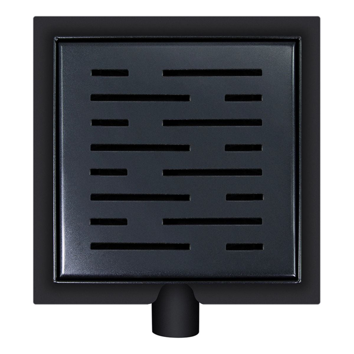 Wiesbaden doucheput met flens en zijuitlaat 15x15 cm mat zwart