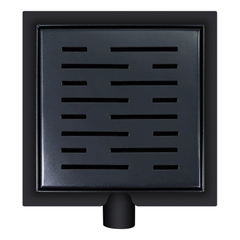 Wiesbaden doucheput met flens en zijuitlaat 15x15 cm mat zwart