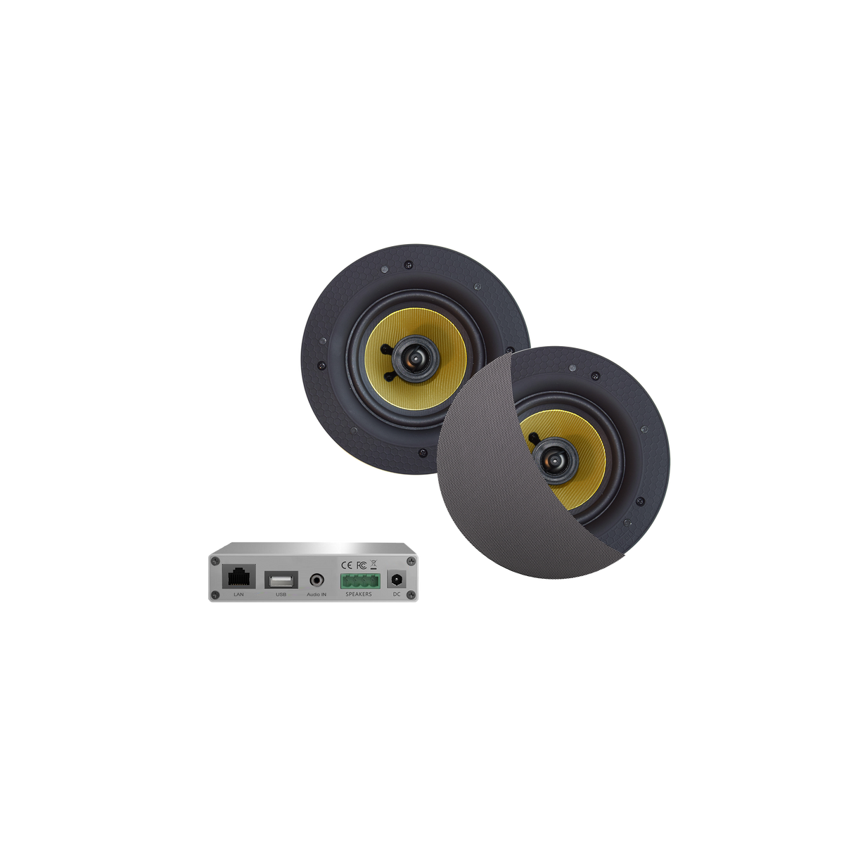 WIFI-AUDIOSYSTEEM (AIRPLAY + DLNA) 30 WATT, INCL RUMBA SPEAKERS MAT CHROOM (116 MM). 230V/12V, LAN / WLAN 