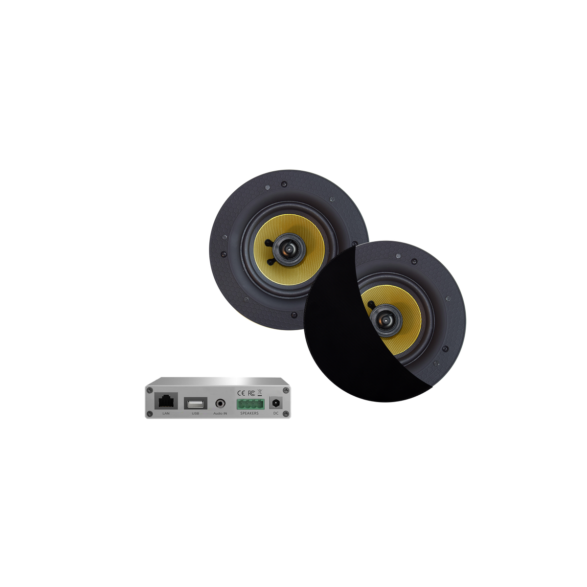 WIFI-AUDIOSYSTEEM (AIRPLAY + DLNA) 30 WATT, INCL RUMBA SPEAKERS ZWART (116 MM). 230V/12V, LAN / WLAN 