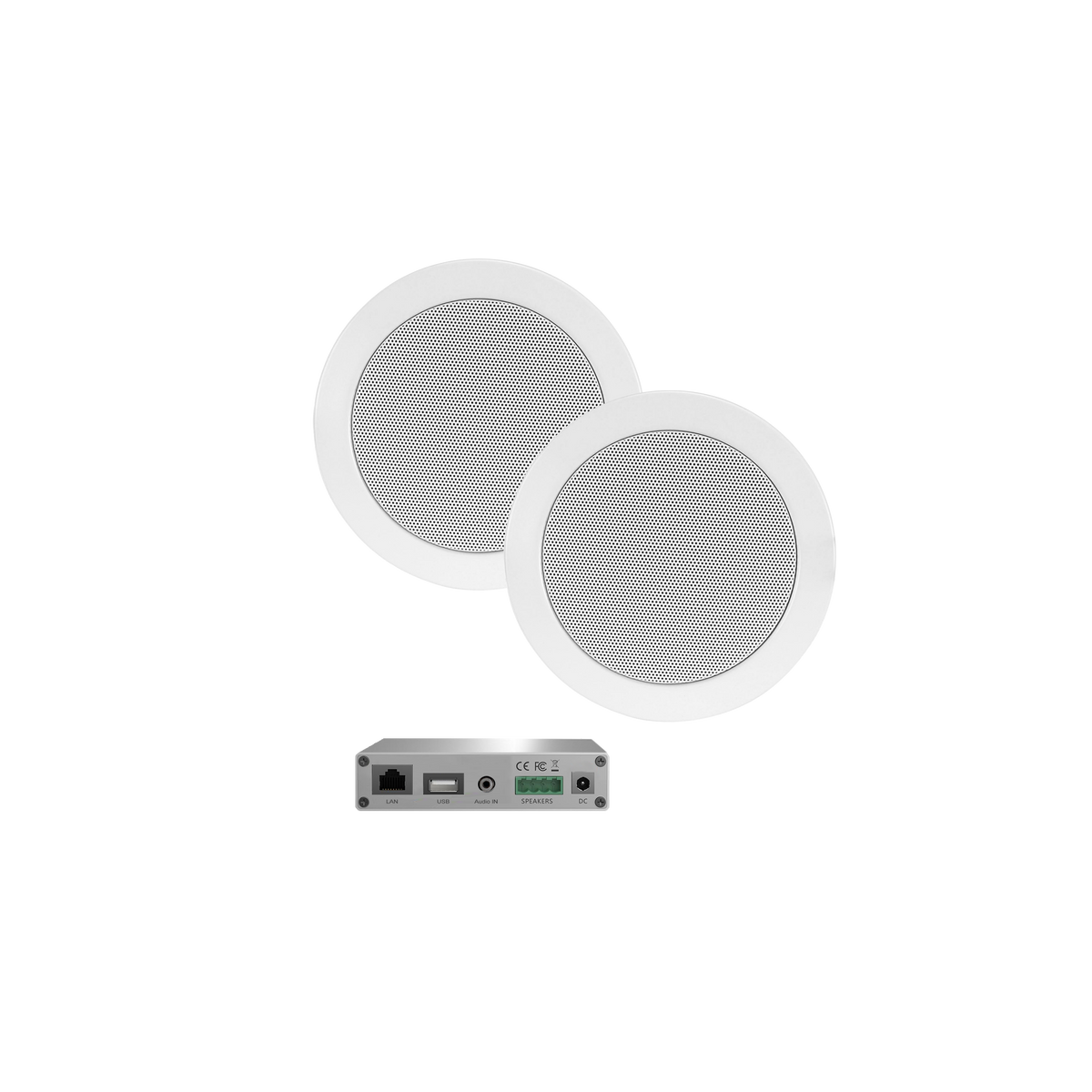 WIFI-AUDIOSYSTEEM (AIRPLAY + DLNA) 30 WATT, INCL TWIST SPEAKERS WIT (135 MM). 230V/12V, LAN / WLAN 