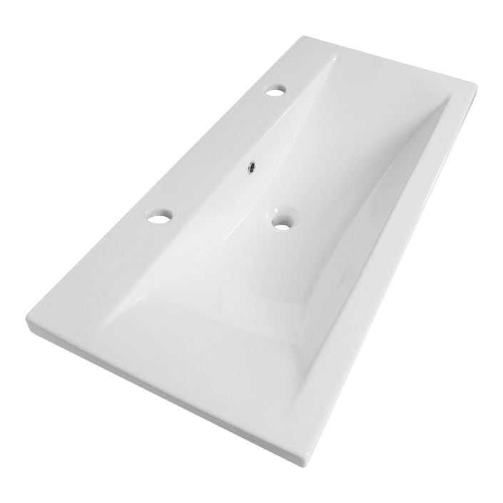 BRAUER Halo wastafel 100 met 1 spoelbak en 2 kraangaten keramiek hoogglans wit