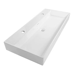 BRAUER Lunar wastafel 100 met 1 spoelbak en 2 kraangaten keramiek hoogglans wit