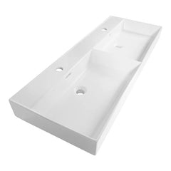 BRAUER Lunar wastafel 120-2 met 2 spoelbakken en 2 kraangaten keramiek hoogglans wit