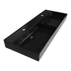 BRAUER Lunar wastafel 120-2 met 2 spoelbakken en 0 kraangaten keramiek mat zwart