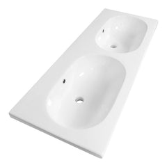 BRAUER Moon wastafel 120-2 met 2 spoelbakken en 0 kraangaten keramiek hoogglans wit