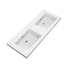 BRAUER Solar Medium wastafel 120-2 met 2 spoelbakken en 0 kraangaten mineraalmarmer mat wit