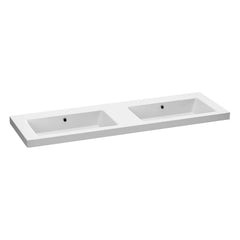 BRAUER Solar Medium wastafel 140 met 2 spoelbakken en 0 kraangaten mineraalmarmer mat wit