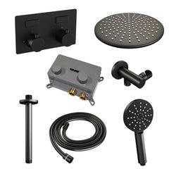 Brauer Edition inbouw doucheset - ronde handdouche - 30cm hoofdouche - plafondbuis - wandsteun - Mat Zwart