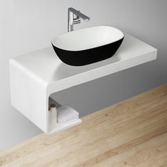 StoneArt Wastafel LC151 zwart-wit mat - 57x33 cm