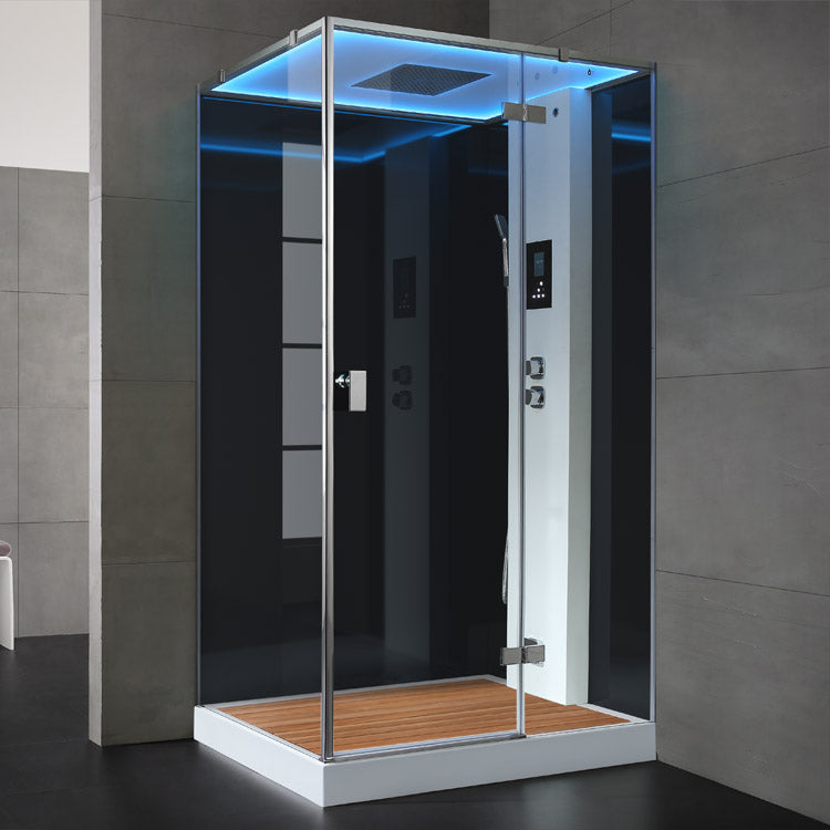 AWT Dampfdusche LD207F15 mit Duschtasse schwarz 120x90 rechts