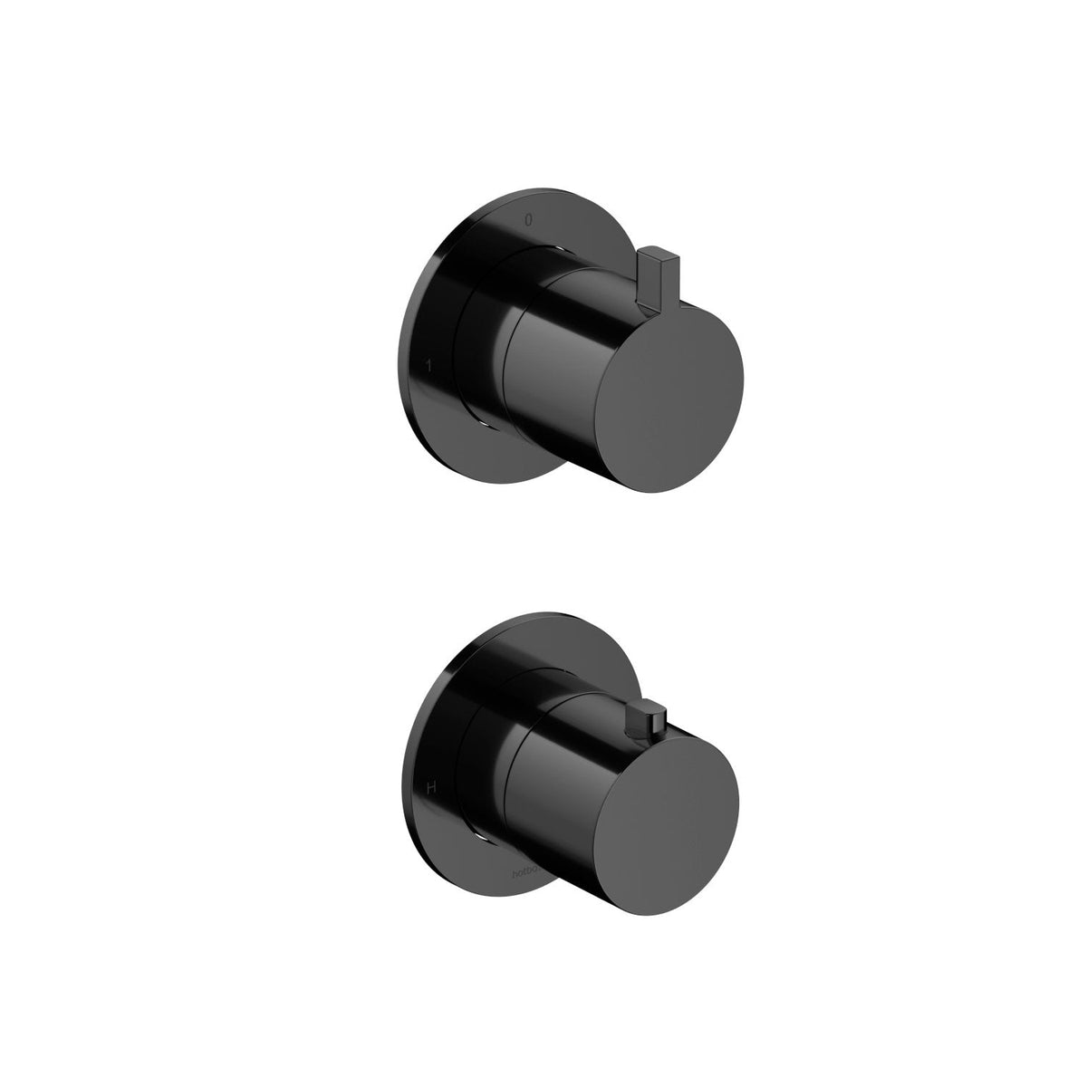 Hotbath Ace AC009EXT afbouwdeel voor inbouw thermostaat met 2-weg stop-omstel - Gepolijst Zwart PVD