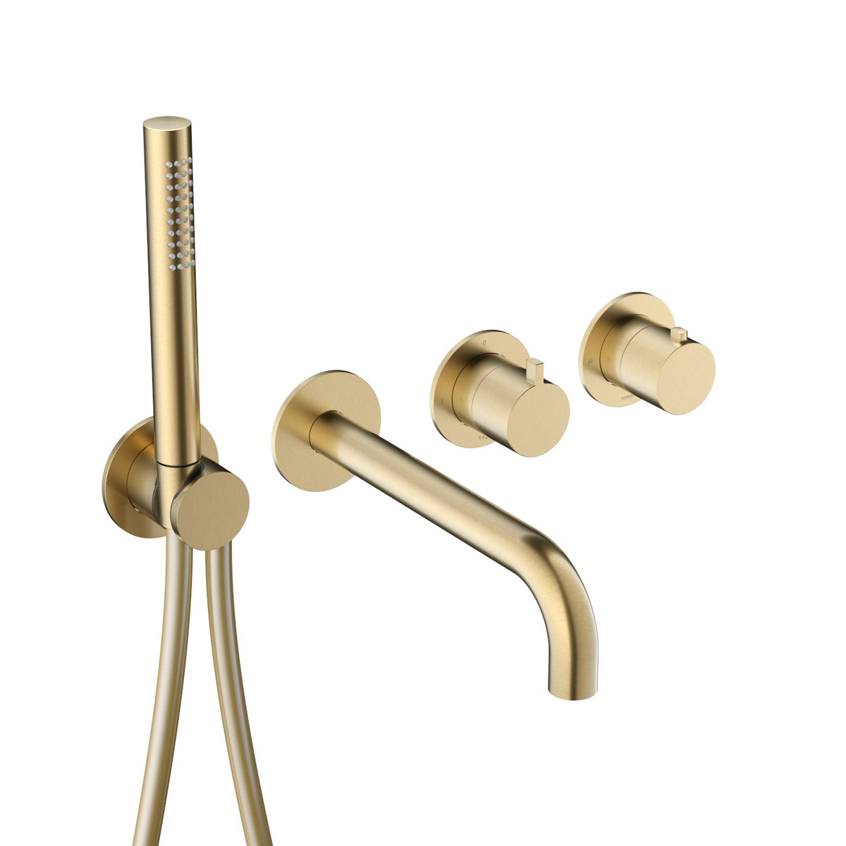 Hotbath Ace AC072EXT afbouwdeel voor inbouw badthermostaat met uitloop - Geborsteld Messing PVD