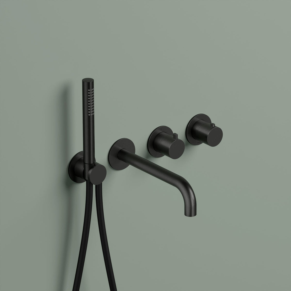 Hotbath Ace AC072EXT afbouwdeel voor inbouw badthermostaat met uitloop - Geborsteld Zwart PVD