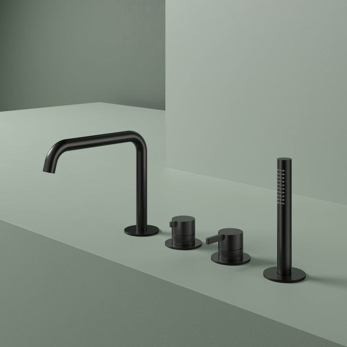 Hotbath Ace AC073 badrandcombinatie 4-gats met uitloop - Geborsteld Zwart PVD