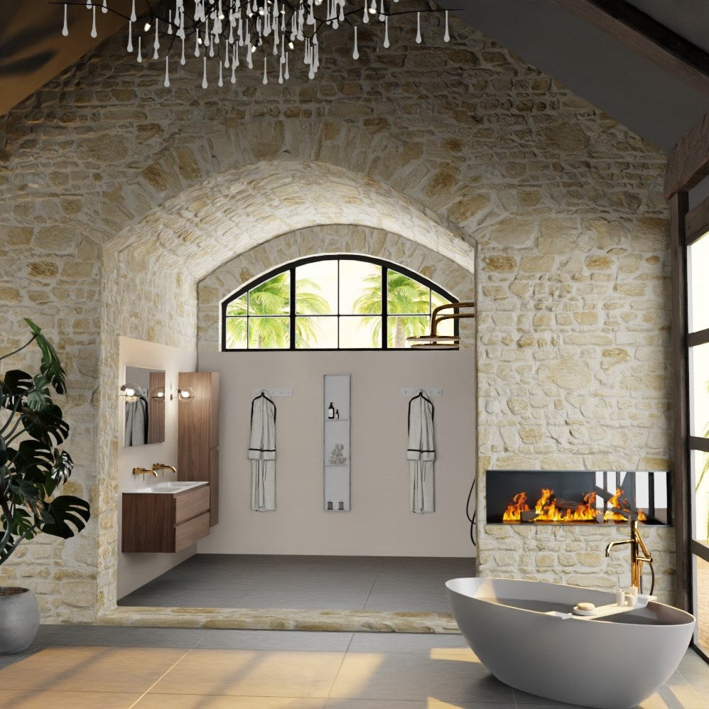 MONDIAZ AIVY 120cm badmeubel Mocha, wastafel Talc solid surface dubbel zonder kraangat