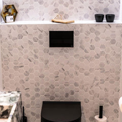 The Mosaic Factory Barcelona Mozaiek Tegel Hexagon - Carrara Wit Porselein Print 281x325 mm