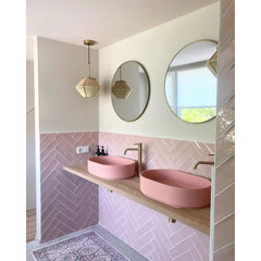 Arcqua Case waskom - 55x36cm - Ovaal - Cast marble Roze Mat