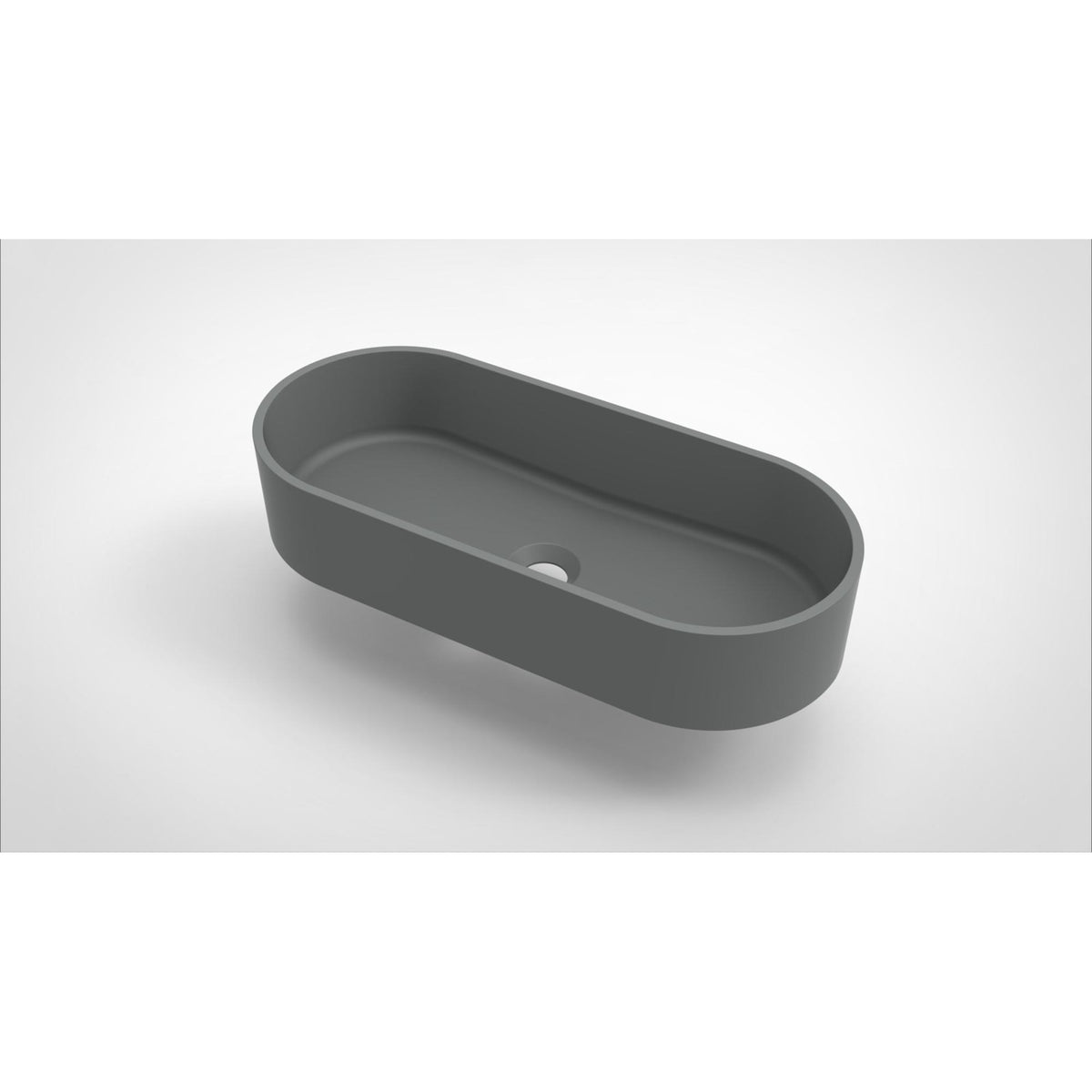 Arcqua Case waskom - 60x26cm - Ovaal - Cast marble Grijs Mat