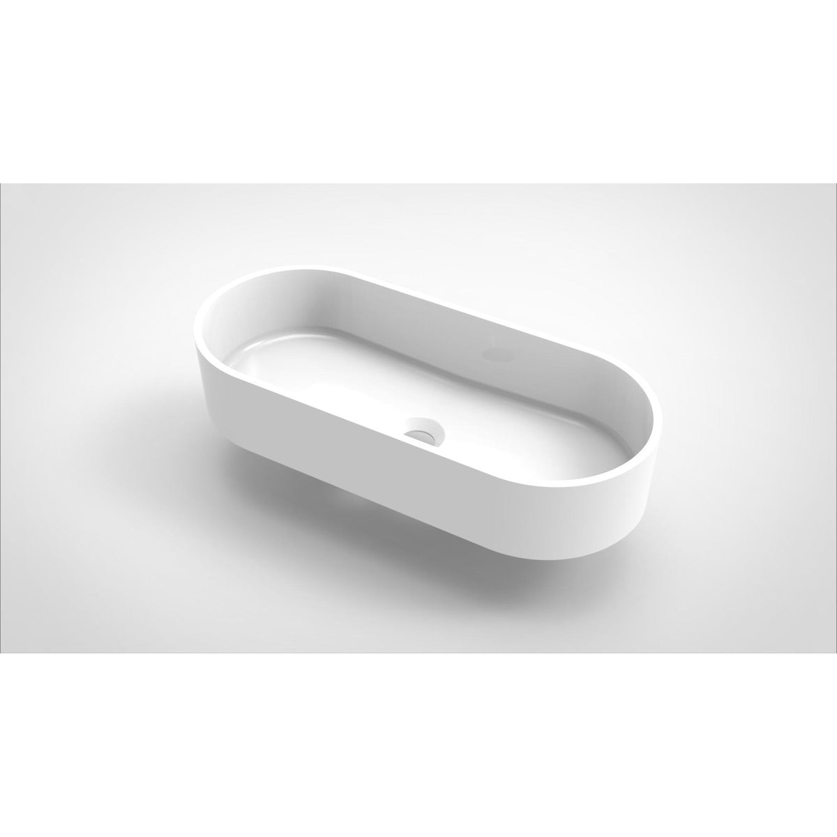 Arcqua Case waskom - 60x26cm - Ovaal - Cast marble Wit Glans