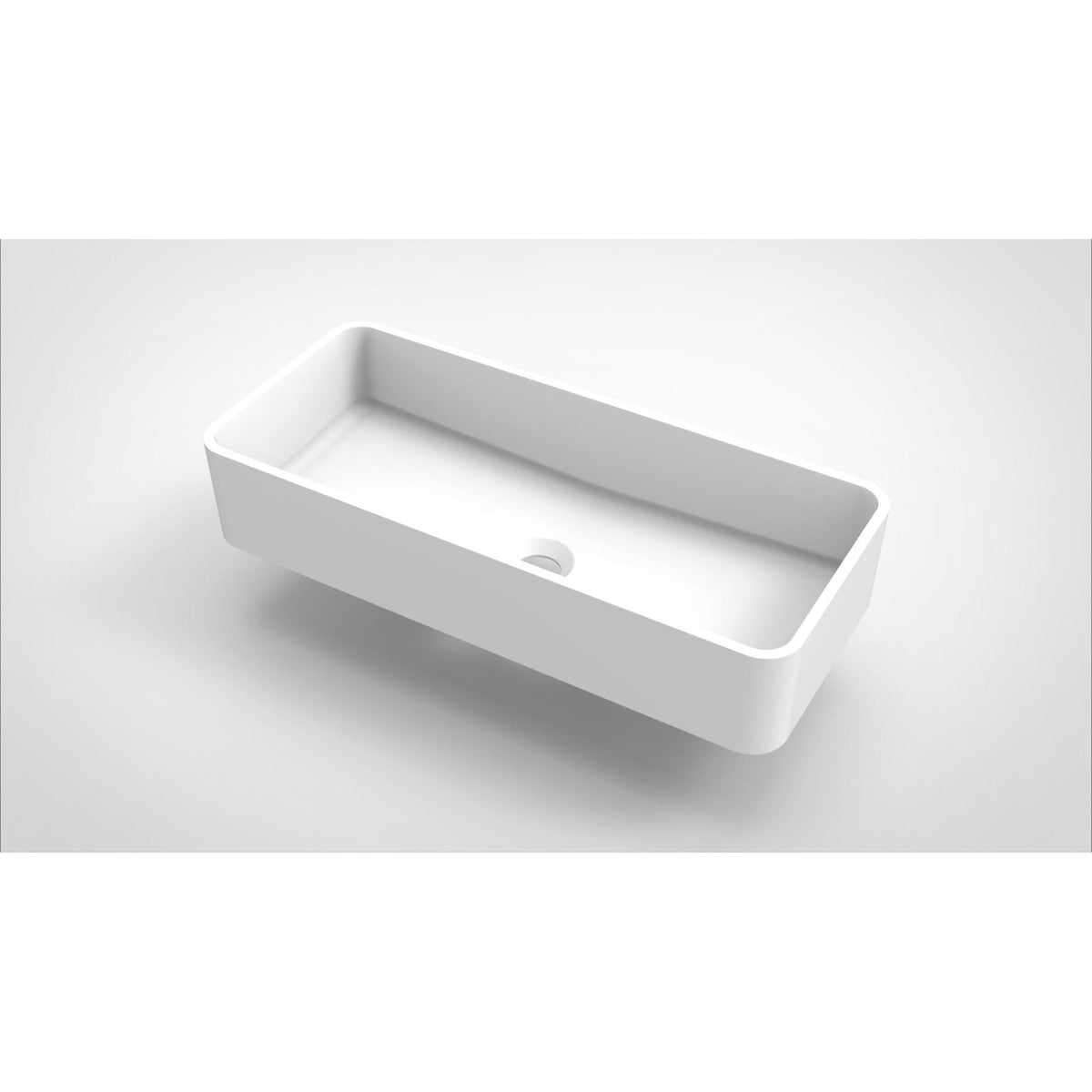 Arcqua Case waskom - 60x26cm - Rechthoek - Cast marble Wit Mat