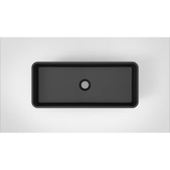 Arcqua Case waskom - 60x26cm - Rechthoek - Cast marble Zwart Mat