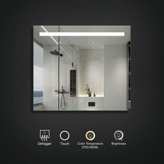 Arcqua Cube Spiegel - 120x70cm - rechthoek - front LED